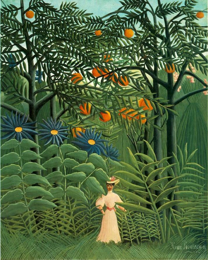 Henri Rousseau Woman Walking in an Exotic Forest